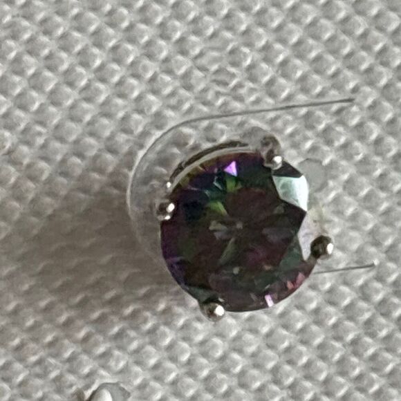 925 sterling silver Mystic Topaz Ring earring pendant set Sz 7 solitaire post - Picture 10 of 11
